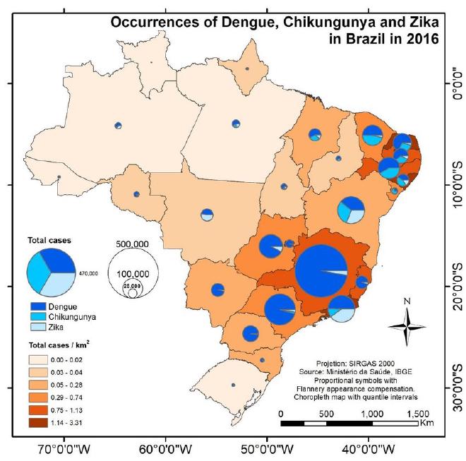 Prevalencia de dengue, Zika y chikungunya en Brasil. Fuente: V. Vasconcelos y C. Moutinho Duque de Pinho.