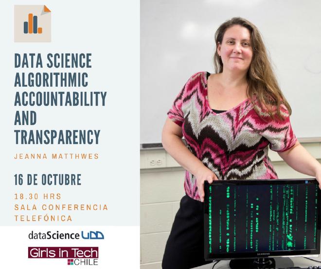 El afiche de la charla que dio Jeanna Matthews en Chile. Pueden ver sus slides <a href="http://people.clarkson.edu/~jmatthew/publications/WomenInDataScience_20171016.pdf" target="_blank" rel="noreferrer">aquí</a>.